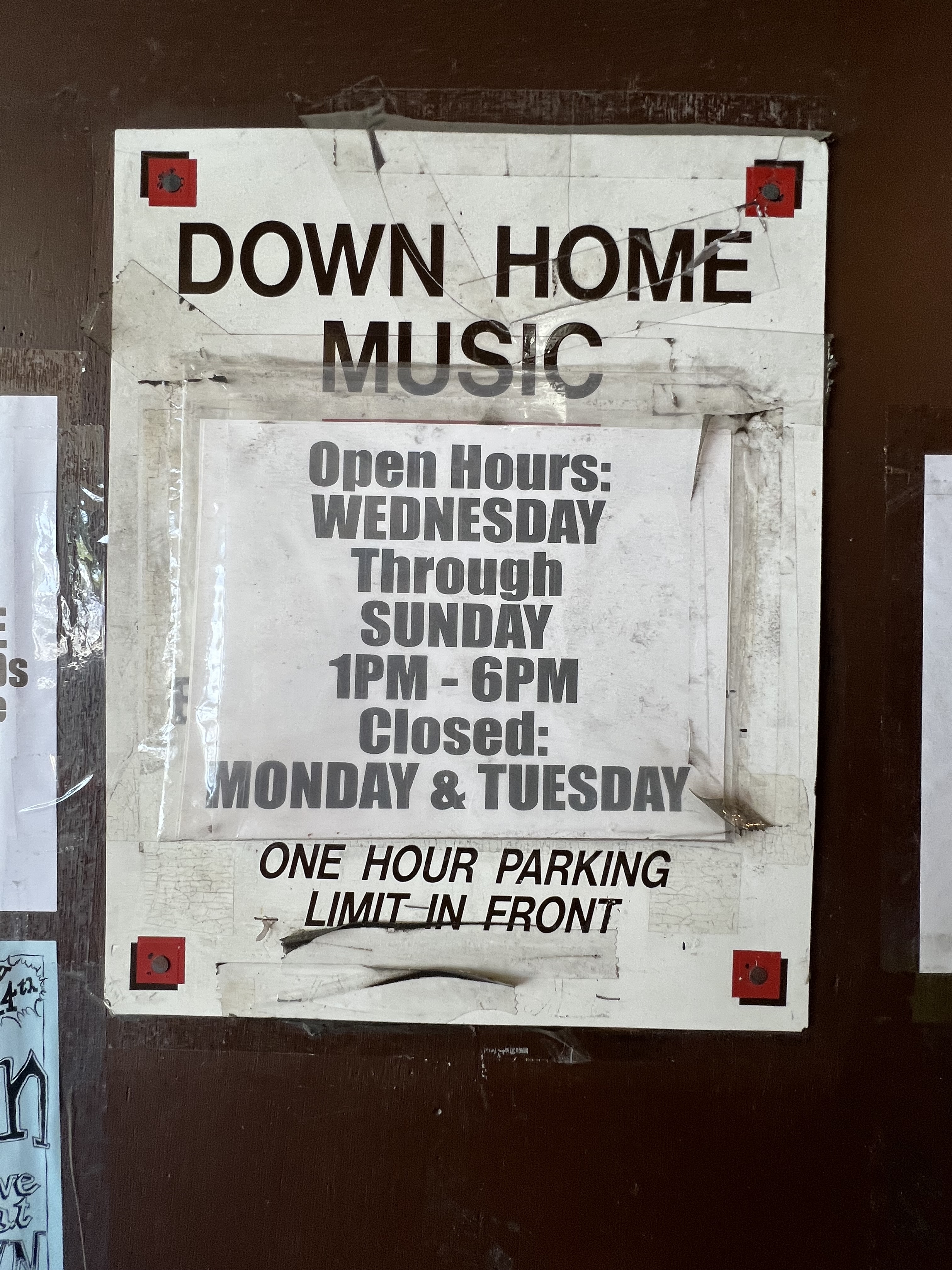 Down Home sign - store hours